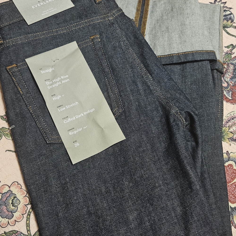 Everlane Women's Cuffed Dark Indigo Jeans